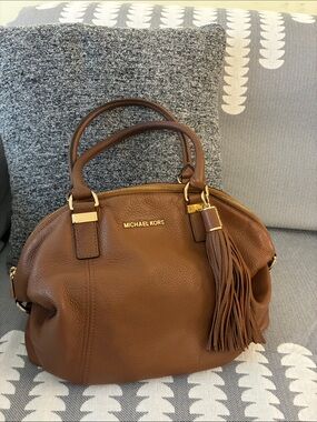 Michael Kors Brown Pebbled Leather Satchel Slouchy Bag
